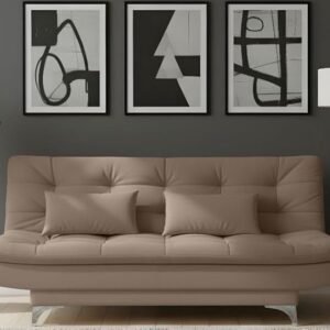 AMATA Eagle Solid Wood 3 Seater Sofa Cum Bed Camel1