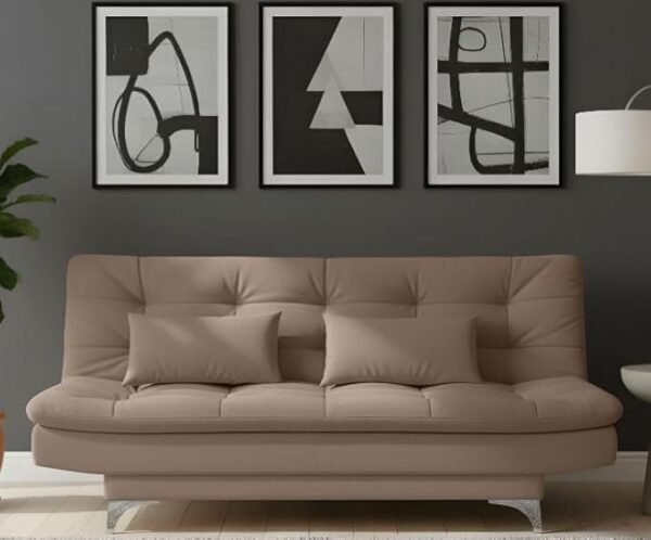 AMATA Eagle Solid Wood 3 Seater Sofa Cum Bed Camel1