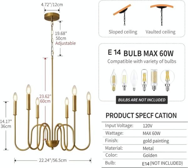 WOKE Modern Adjustable Height Chandelier Light Fixture