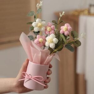VRB Dec 1pcs Artificial Crochet Flower Bouquet