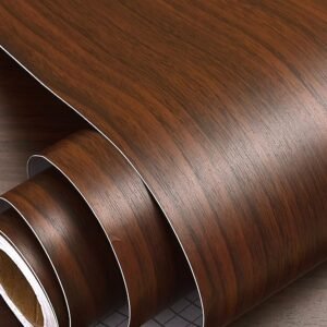 wolpin Wood Door Wallpaper 45 x 300 CM (Mahogany Brown)