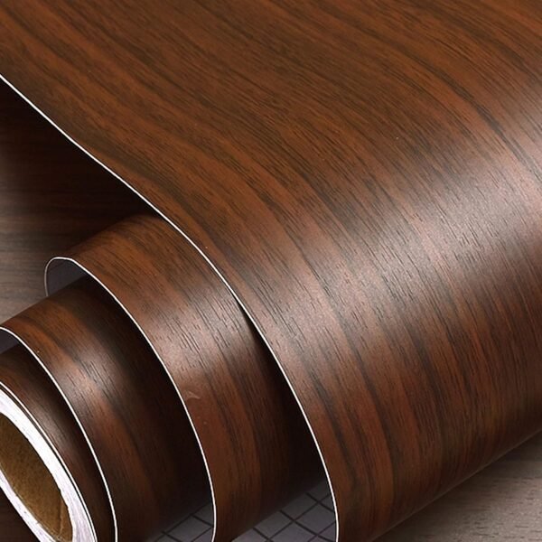 wolpin Wood Door Wallpaper 45 x 300 CM (Mahogany Brown)