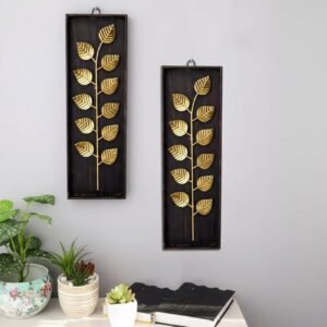 Metal Paan Leaf Wall Hanging Set of 2 - Image 3