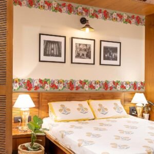 WallDesign Orchid Hibiscus Flowers with Butterflies Waterproof Border Sticker - Image 4