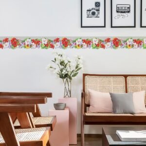 WallDesign Orchid Hibiscus Flowers with Butterflies Waterproof Border Sticker - Image 2